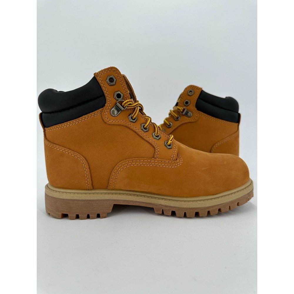 Brazos Men's Steel Toe Boots 6" Lace-up Work Shoes 7.5 Wheat Nubuck Waterproof*